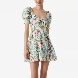 Alice + Olivia Kristie Sweetheart Puff Sleeve Mini Dress 8 NWT